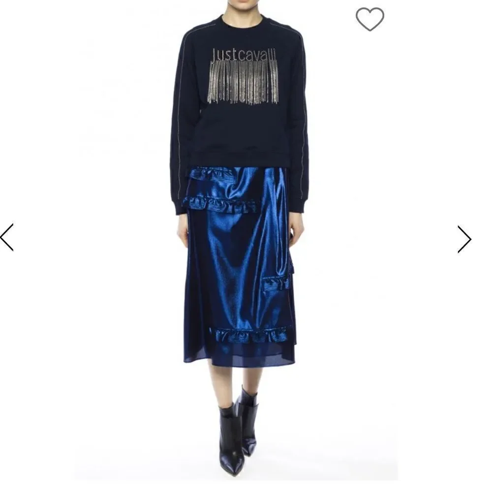 Burberry Women’s midi length silk blend skirt size 6 dark blue NWT - Picture 2 of 16